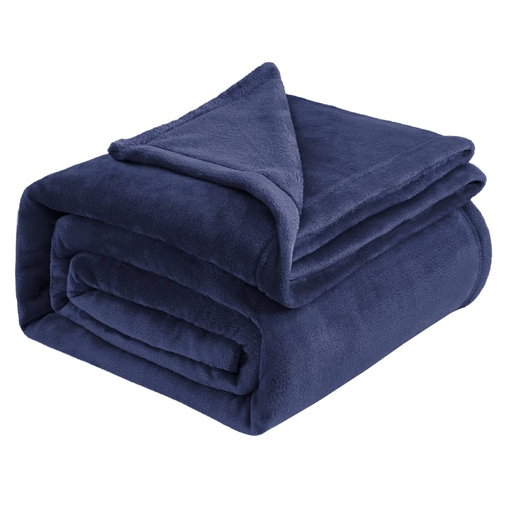 IR Imperial Rooms Fleece Blanket Throws for Sofas – Soft Fluffy 400 GSM Silk Touch Warm Blankets for Bed and Couch Bed Throw for Bedroom, Travel (Navy Blue, Twin/Double (150X200CM))