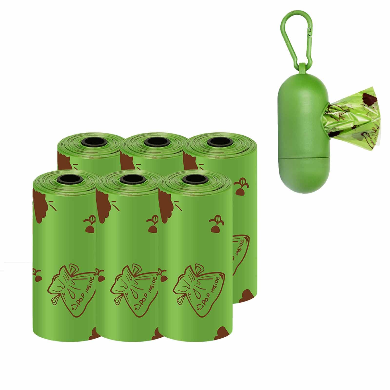 90 Poo Bags for Dog Waste Biodegradable Poop Waste Bag Extra Thick Leak Proof Poo Bags Easy to Tear Off Unscented Poop Waste Bag with 1 Adjustable Dispenser - 6 Roll