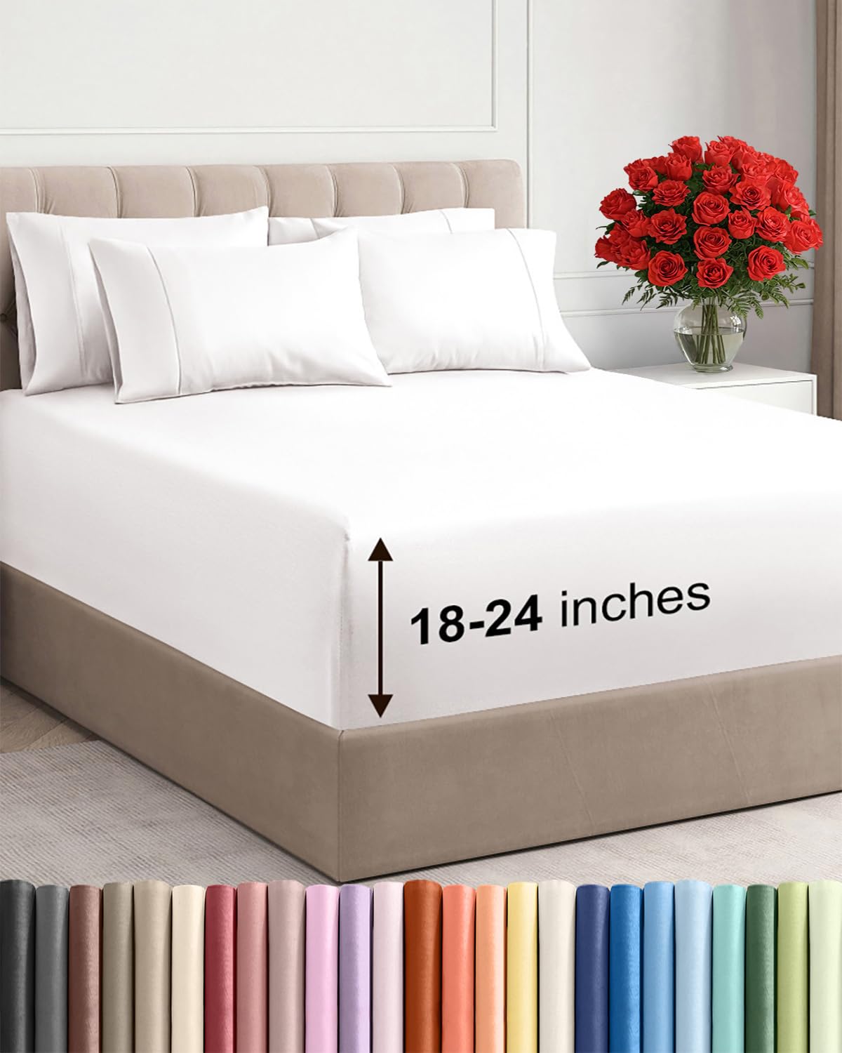 Photo 1 of Extra Deep Queen Sheet Set - 6 Piece Breathable and Cooling Sheets - Hotel Luxury Bed Sheets Set - Easy Fit - Soft, Wrinkle Free and Comfy Sheets Set - Antique White Sheet Set with Extra Deep Pockets