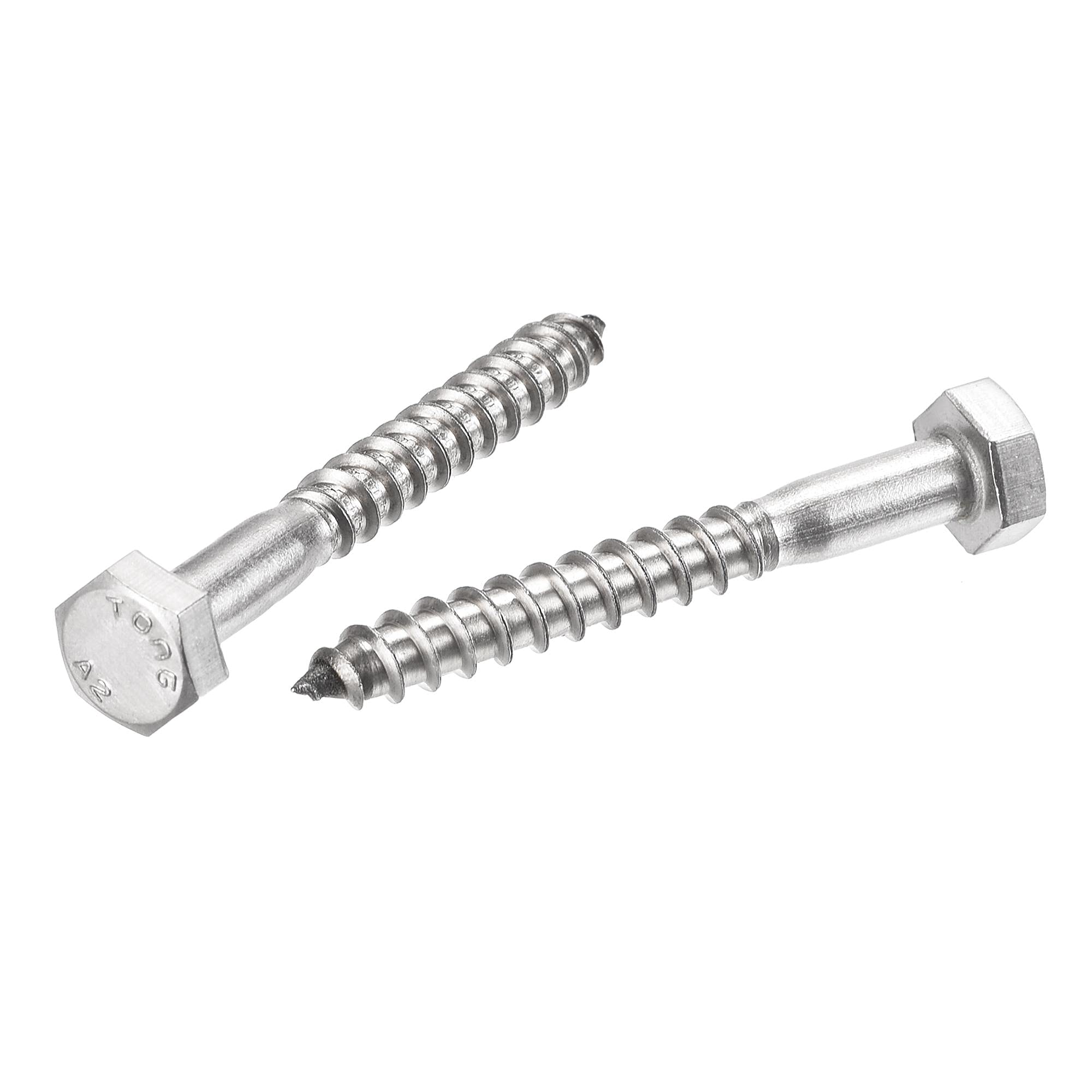 sourcing map Hex Lag Screws, M6 x 50mm 304 Stainless Steel Half Thread Self-Tapping Bolts for Wood Screw 10Pcs