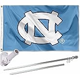 College Flags & Banners Co. UNC Tar Heels Logo Flag with Pole and Bracket Holder University Set