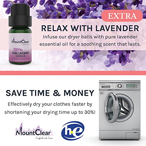 Mountclear Wool Dryer Balls-Lavender Scented–Fabric Softener-All Natural, Chemical Free and Hypoallergenic Reusable Washer Balls-Shorter Drying Time Saves You Time and Money-6 Pack Laundry Balls - Thumbnail 4