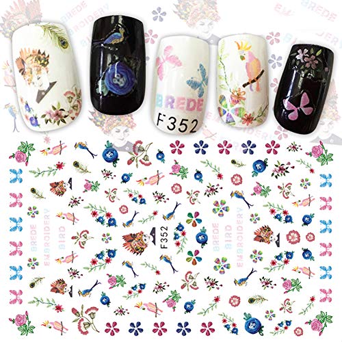 buyanputra Decorative Nail Art Floral Sticker,Women Fingernail Manicure DIY Decal Decor - Thumbnail 2