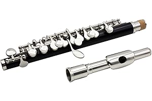 C Key Piccolo, Durable ABS Resin and Cupronickel Construction with Case and Cleaning Kit, Student Piccolo, Adjustable Strap f