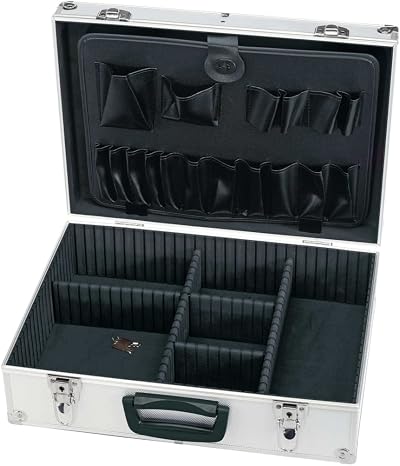 Draper 85743 Aluminium Effect Tool Case Silver Heavy Duty Padded Dividers