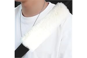 JUSTTOP 2 PCS Sheepskin Car Seat Belt Pads, Soft Fuzzy Auto Seatbelt Cushion Pads for Comfortable Driving, Wool Seat Belt Cov