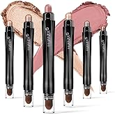 LUXAZA 6PCS Cream Eyeshadow Stick Makeup Sets, Metallic And Matte Shimmer Eye Shadow Eye Brightener Stick Pencil Crayon, A01-Brown Neutral