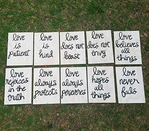 Wedding Aisle Decorations Corinthians 13 Wedding Signs Love is Patient White Wedding Signs Customizable Wood Signs Set of 10 12x8