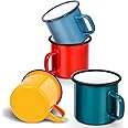 Joyfair 12oz Camping Enamel Mug Set (4Pcs), Portable Camp Cups for Outdoor Picnic Backpacking Travel & Home Breakfast Drinking, Ideal Gift on Christmas Thanksgiving Birthday (Multi)