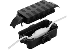 Flemoon IP55 Small Outdoor Electrical Box Waterproof (Inner 5.9 x 3.2 x 1.8inch), Extension Cord Cover with Detachable Awning Covers for Plug, Outlet, Holiday Lights, Black