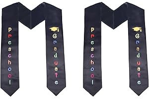 SHOULDIN 2-Pack Unisex Kids Graduation Stole Sash Preschool Kindergarten Printed 50'' Long