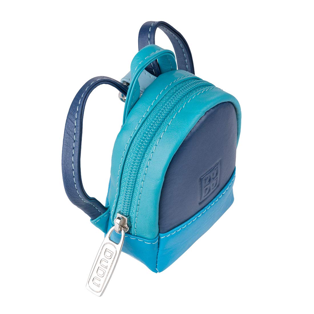 Accessori DUDU Portachiavi a Zainetto Colorato in Vera Pelle Multicolore  con Portamonete e cerniera zip Doppio anello Blu urban-earth.co.uk
