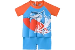 FishingDino Toddler Floatation Swimsuit Boys 1-6T, One Piece Float Suit with Built-in Floats, UPF 50+ Floating Bathing Suit
