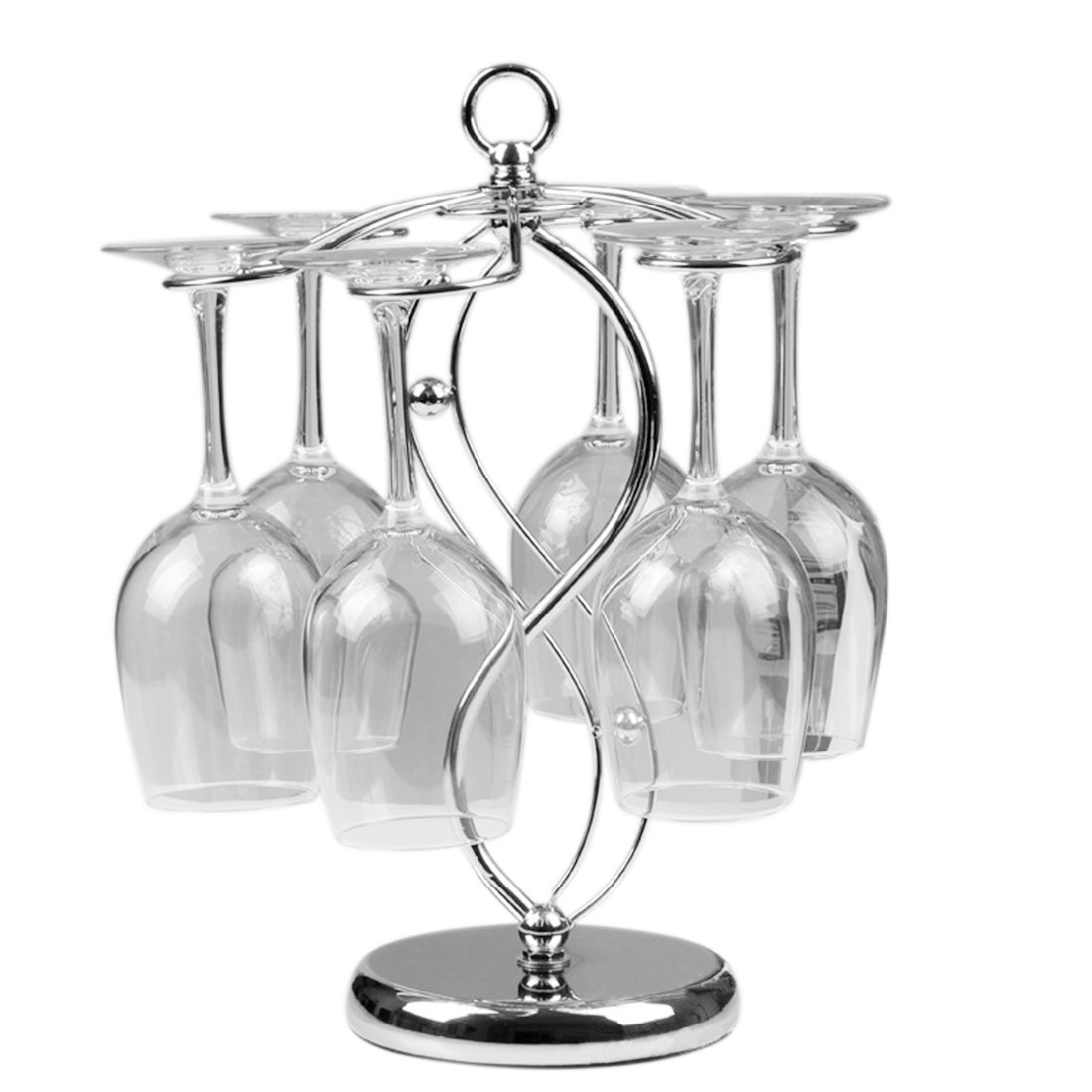 Stemware Racks,Foxom Tabletop Wine Glass Drying Rack, Stainless Steel Racks Glass Hanger,6 Red Wine Glass Elegant Metal Tabletop Holder Display Stand