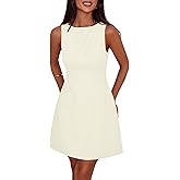 PRETTYGARDEN Womens Formal Short Dresses 2026 Summer Sleeveless Boat Neck A Line Elegant Mini Cocktail Party Dress