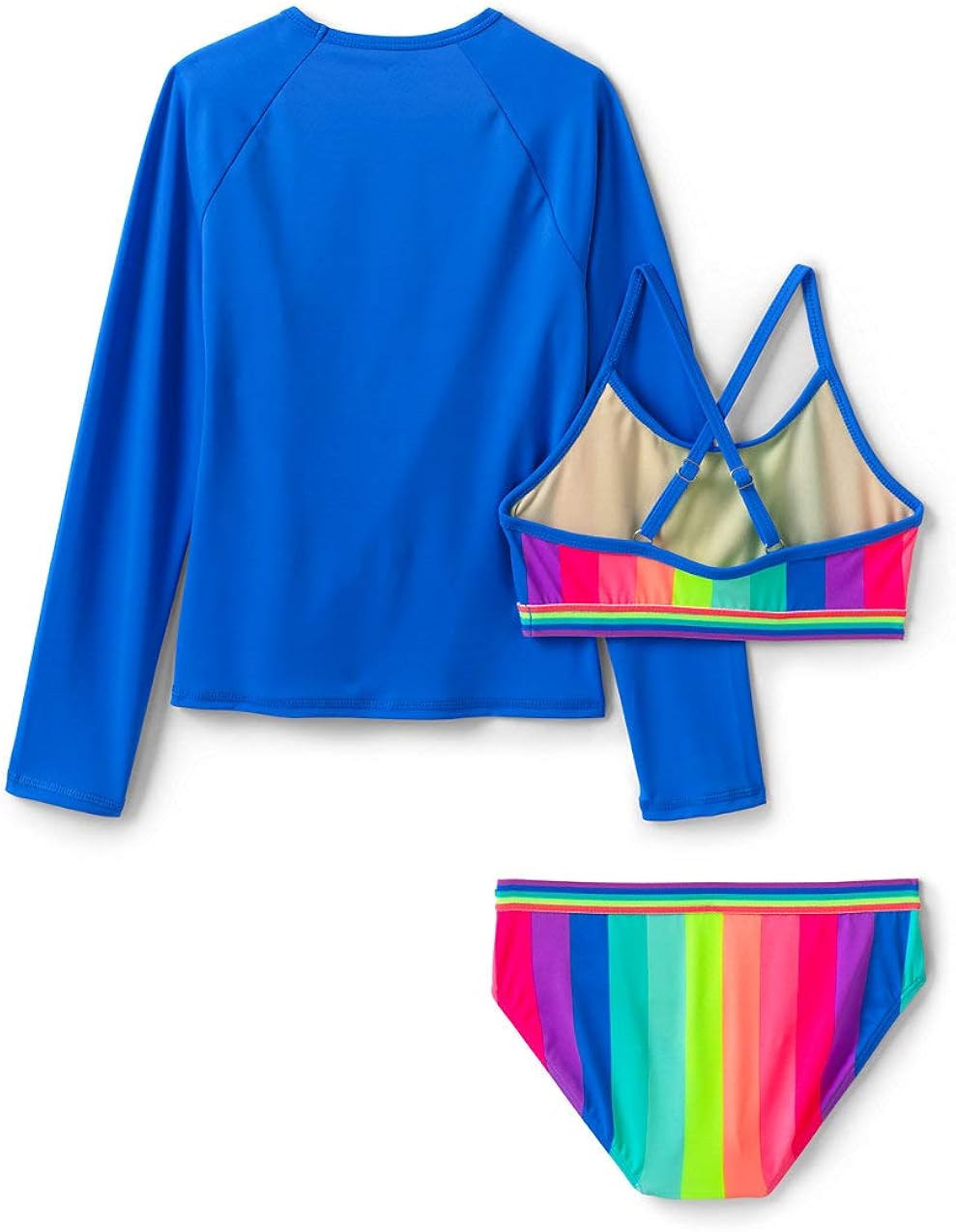 Lands End Big Girls 3 Piece UPF 50 Sun Protection Rash Guard Set Swim