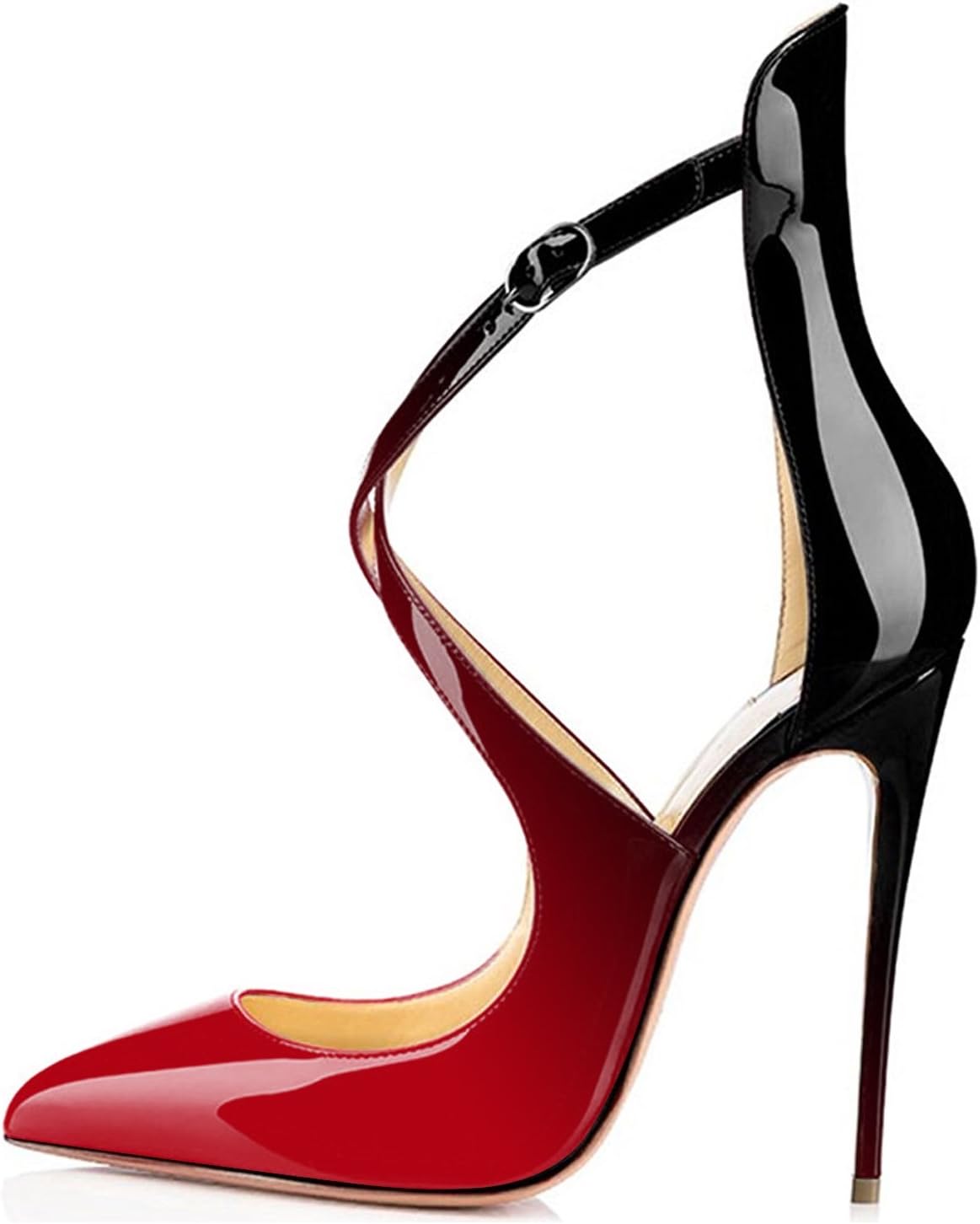 Women's Pointed Toe Stiletto High Heels Crisscross Strappy Pumps Ladies Ankle Buckle Strap Shoes