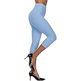 VOGUEMAX Women's Capri Leggings High Waist Soft and Comfy Cropped Leggings Tights 3/4 Length