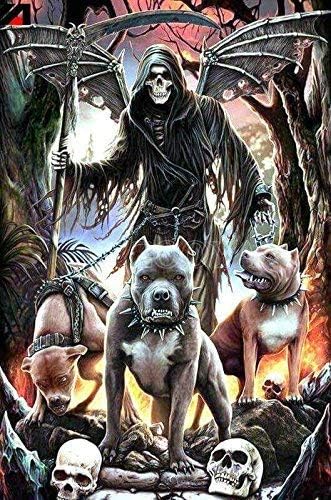YINYINEE 5D Diamond Painting Kits for Adults Full Drill Death by Pitbulls Embroidery Rhinestone Painting