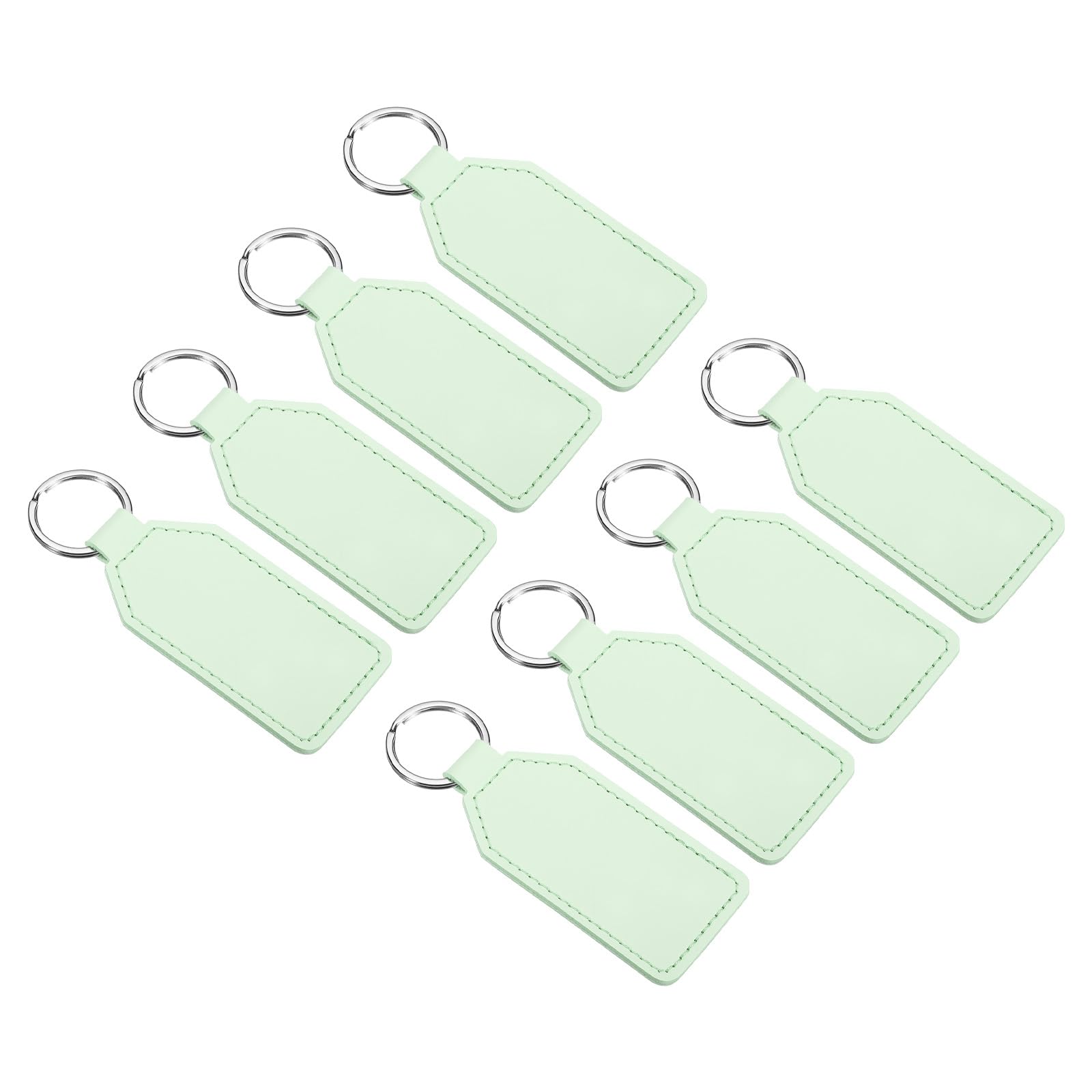 PATIKIL Leather Keychain Blanks, 8 Pack PU Leather Key Fob with Key Rings for DIY Crafts Laser Engraving Keychain Making Leather Working, Green