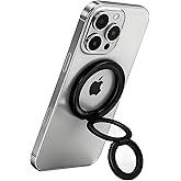 Magnetic Phone Ring MagSafe Phone Grip, Magnetic Cell Phone Stand Holder Finger Ring [Super Magnet] [360° Rotation] [Double Bracket] - Black 2025 New