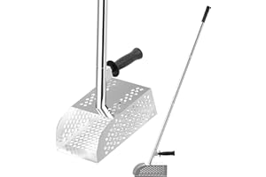 KOMCLUB Sand Scoop for Metal Detecting,Stainless Steel Sand Sifter Shovel,Sands Sifter for the Beach, Metals Detector Accesso