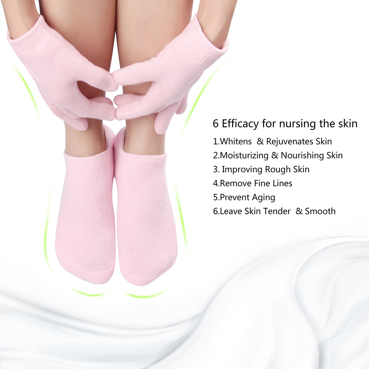 Moisturizing Socks and Gloves Set Soft Cotton with Thermoplastic Gel Repair and Heal Eczema Cracked Dry Skin, Gel Lining Infused with Essential Oils and Vitamins, Large Size for Women and Men -Pink : Beauty