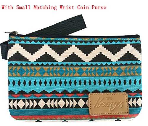 Kemy's Girls Stripe Tween Purses Set Small Crossbody Purse for Teen Girls Women Canvas Over Shoulder Messenger Bags for Traveling Easter Gifts, Teal White