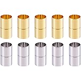 Pandahall 10 Sets Column Brass Jewelry Necklace Clasps Connectors Golden & Silver Plated for DIY Bracelet Necklace Making, Hole: 9mm