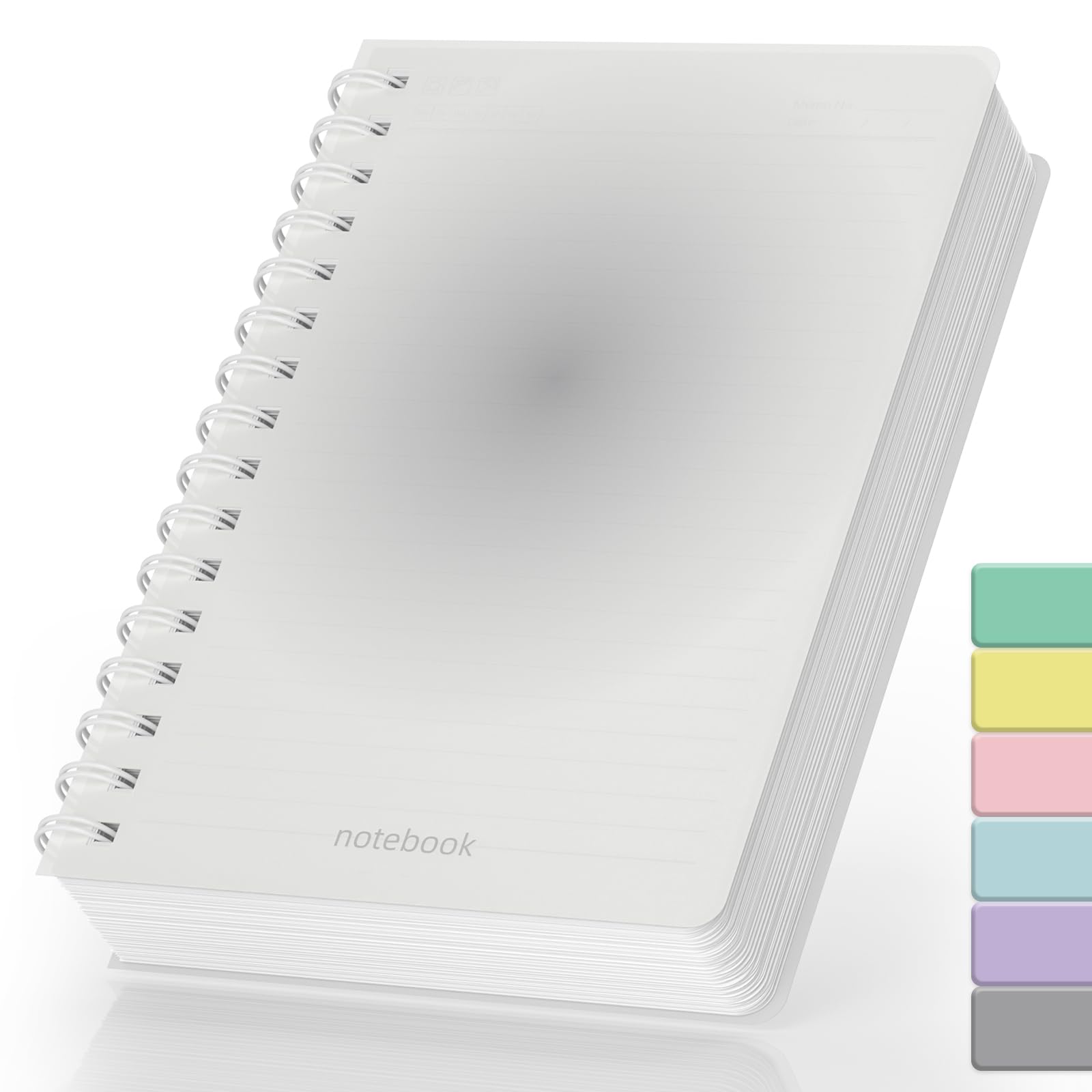 Smarpau Thick A5 Lined Notebook, 300 Pages Wirebound Spiral Notebook Thick Journal 100gsm No Bleed Paper, PVC Waterproof Journal Notebook for Women Men Work School Office, 14.5 x 21cm - Black