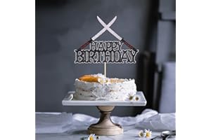 QERTESL Glitter Katana Sword Birthday Cake Toppers,Samurai Fighting themed birthday party for boys and girls,Game party Birthday Decorations