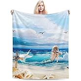 HIZUWKY Mermaid Throw Blanket Super Warm Soft Plush Lightweight Flannel Blanket Winter Couch Bedding Blankets Gifts for Girls Boys Women Adults 60" x 50"