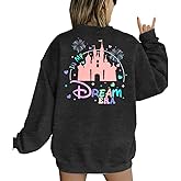 MYHALF Believe In The Magic Sweatshirt Women Crewneck Magic Pullover Shirt Family Vacation Castle Graphic Top