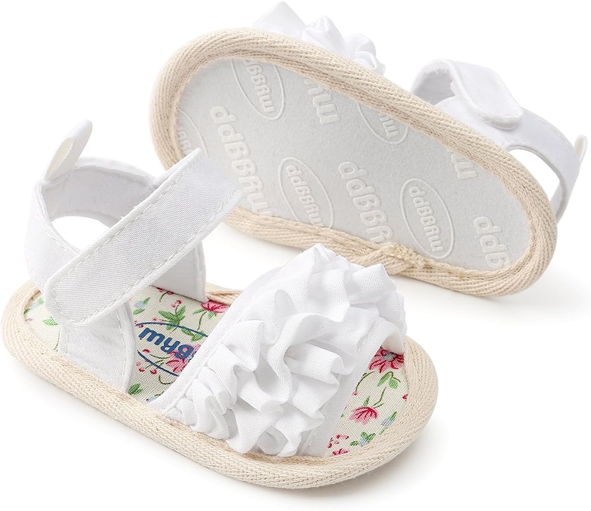  | Meckior Baby Toddler Infant Girls PU Leather Soft Closed Toe Summer Sandals Flower Princess Flat Shoes | Sandals