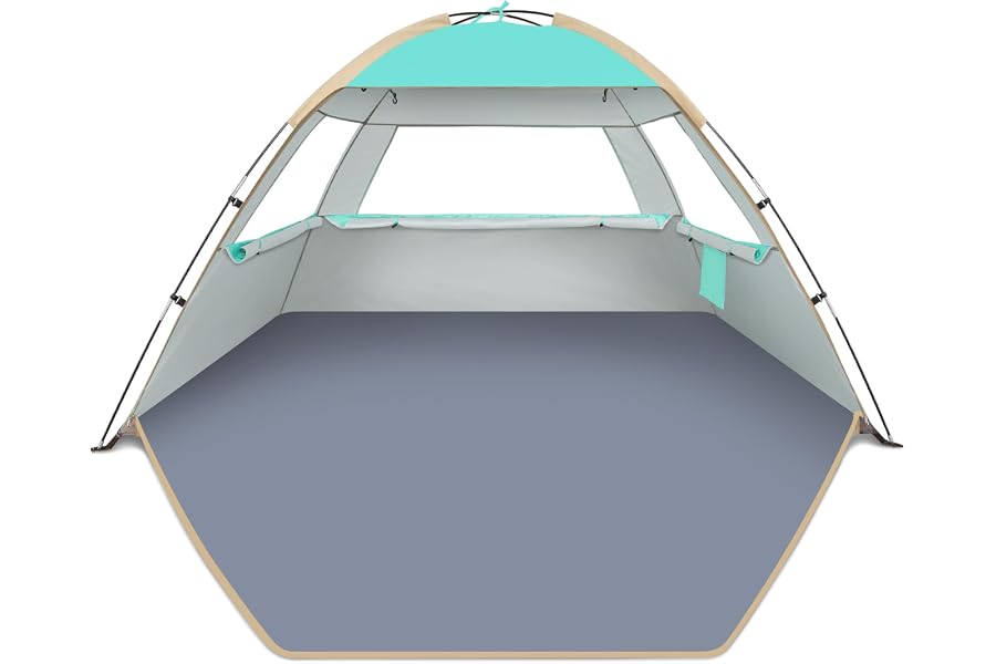 Gorich Beach Tent Sun Shelter for 3/4/6/8/10 Person with UPF 50+ UV Protection, Lightweight & Easy Setup Beach Shade Canopy, Portable Beach Shade Tent Beach Cabana