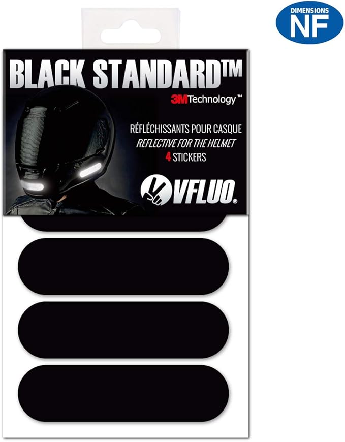 VFLUO BLACK STANDARD™, 4 retro reflective stickers kit for Motorcycle