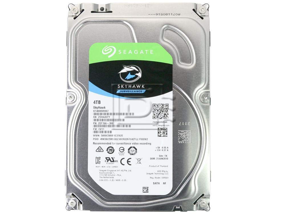 Seagate SkyHawk, 4 TB, Surveillance Internal Hard Drive HDD – 3.5 Inch SATA 6 Gb/s 64 MB Cache for DVR NVR Security Camera System, and Three-year Rescue Services, Silver (ST4000XV007)