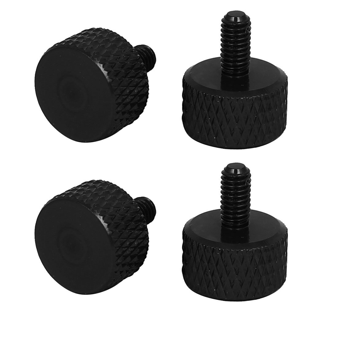Sourcingmap Computer PC Graphics Card M3x6mm Aluminum Alloy Knurled Thumb Screws Black 4pcs