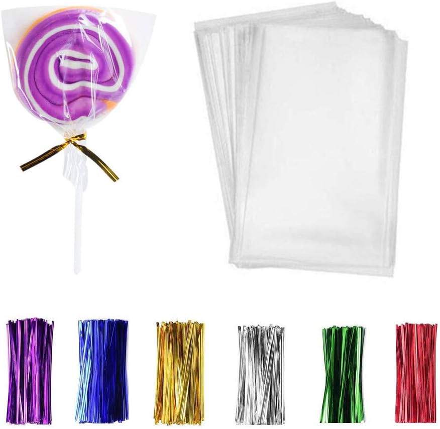 200 Pack Clear Treat Bags 3''×4'' Clear Bakery Bags with 4