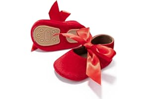 KIDSUN Infant Baby Girls Mary Jane Shoes Non-Slip Rubber Sole Ballet Slippers Princess Dress Wedding Shoes Newborn Crib Shoes First Walkers Shoes