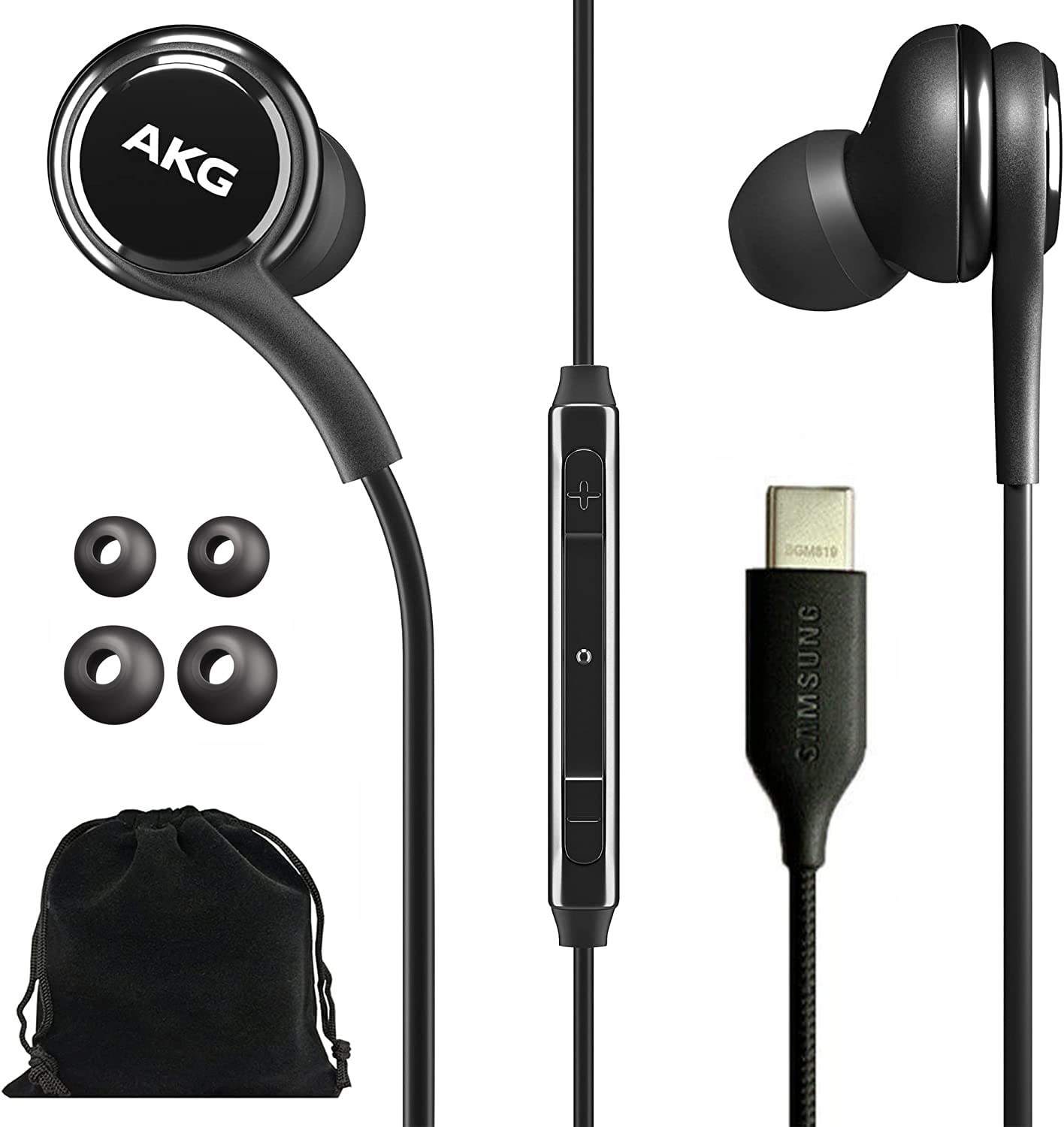 Photo 1 of SAMSUNG AKG Earbuds for Galaxy S23 Ultra - Original USB Type C in-Ear Earbud Headphones with Remote & Mic - Braided - Includes Velvet Pouch - Black