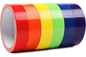 Amogato Lot de 6 rouleaux de ruban adhésif coloré – 2,5 cm x 9,1 m par rouleau, couleurs arc-en-ciel, idéal pour le bricolage