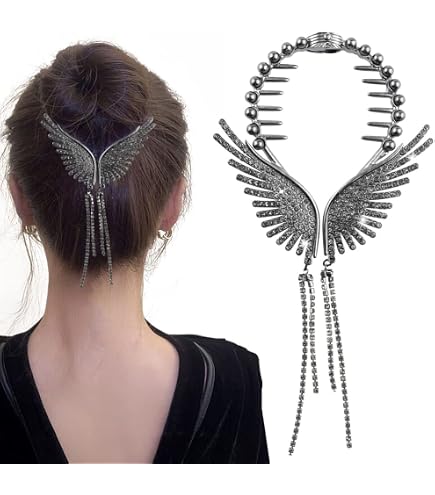Amazon.com: YUEELI Rhinestone Angel Wing Hair Claw Clip for  display picture 1