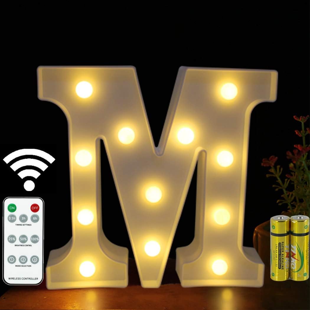 HONPHIER® Letter Lights Decorative LED Alphabet Lights Remote Control Marquee Decoration Light Up Sign Battery Operated for Birthday Party Wedding Receptions Holiday Bar Home Bedroom Bath Decor (M)