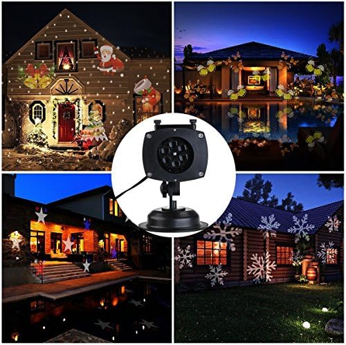 Projector Lights 15 Pattern Slides Garden Lamp Lighting Waterproof Colorful Landscape Projection Light for Decoration Lighting on Christmas Halloween Holiday Party