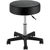 VEVOR Rolling Stools with Wheels 400LBS Weight Capacity Swivel Stools Chair | Adjustable Height, with Ultra-Thick Seat Cushion, for Salon, Bar, Home, Office, Tattoo, Medical, and Massage, Black