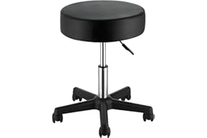 VEVOR Rolling Stools with Wheels, 400 LBS Weight Capacity Adjustable Height Stool with Ultra-Thick Seat Cushion, Swivel Stools Chair for Salon, Bar, Home, Office, Tatoo, Medical, Massage, Black