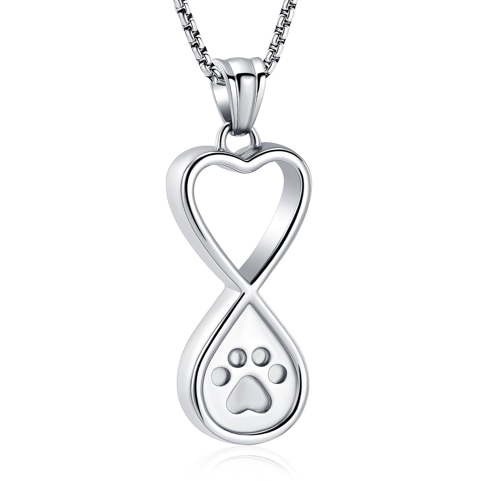 Infinity Love Pet Cremation Jewelry for Ashes of Dog/Cat Funeral Keepsake Urn Necklace Pendant Memorial Jewellery