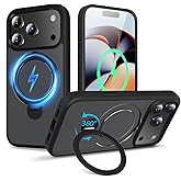 TaeliorTech 2025 Upgraded 360° Rotatable Magnetic Ring Stand for iPhone 17 Pro Case 6.3'',Military Drop Protection,Compatible with MagSafe,Translucent Case for iPhone 17 Pro Phone Case,Black