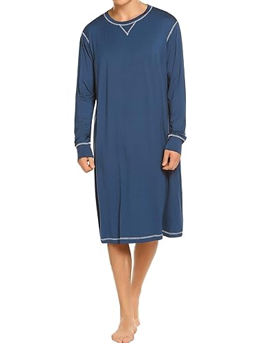Ekouaer Loungewear Mens Long Sleeve Kaftan Nightwear Cotton